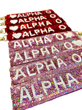 Load image into Gallery viewer, Alpha Omicron Pi Sequin Heart Wristlet