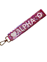 Load image into Gallery viewer, Alpha Omicron Pi Sequin Heart Wristlet