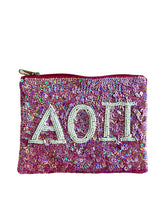 Load image into Gallery viewer, Sequin Alpha Omicron Pi Coin Purse - 2 colors