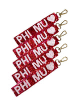 Load image into Gallery viewer, Phi Mu Sequin Heart Wristlet