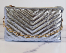 Load image into Gallery viewer, Metallic Denim Quilted Crossbody