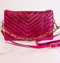 Load image into Gallery viewer, Metallic Magenta Quilted Crossbody