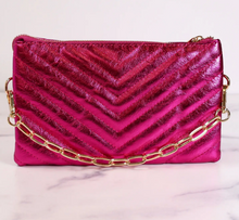 Load image into Gallery viewer, Metallic Magenta Quilted Crossbody