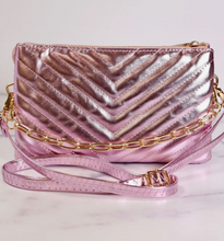 Load image into Gallery viewer, Metallic Rose Quilted Crossbody