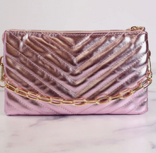 Load image into Gallery viewer, Metallic Rose Quilted Crossbody