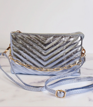 Load image into Gallery viewer, Metallic Denim Quilted Crossbody