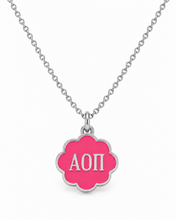 Load image into Gallery viewer, Alpha Omicron Pi Color Pop Infinity Rose Necklace