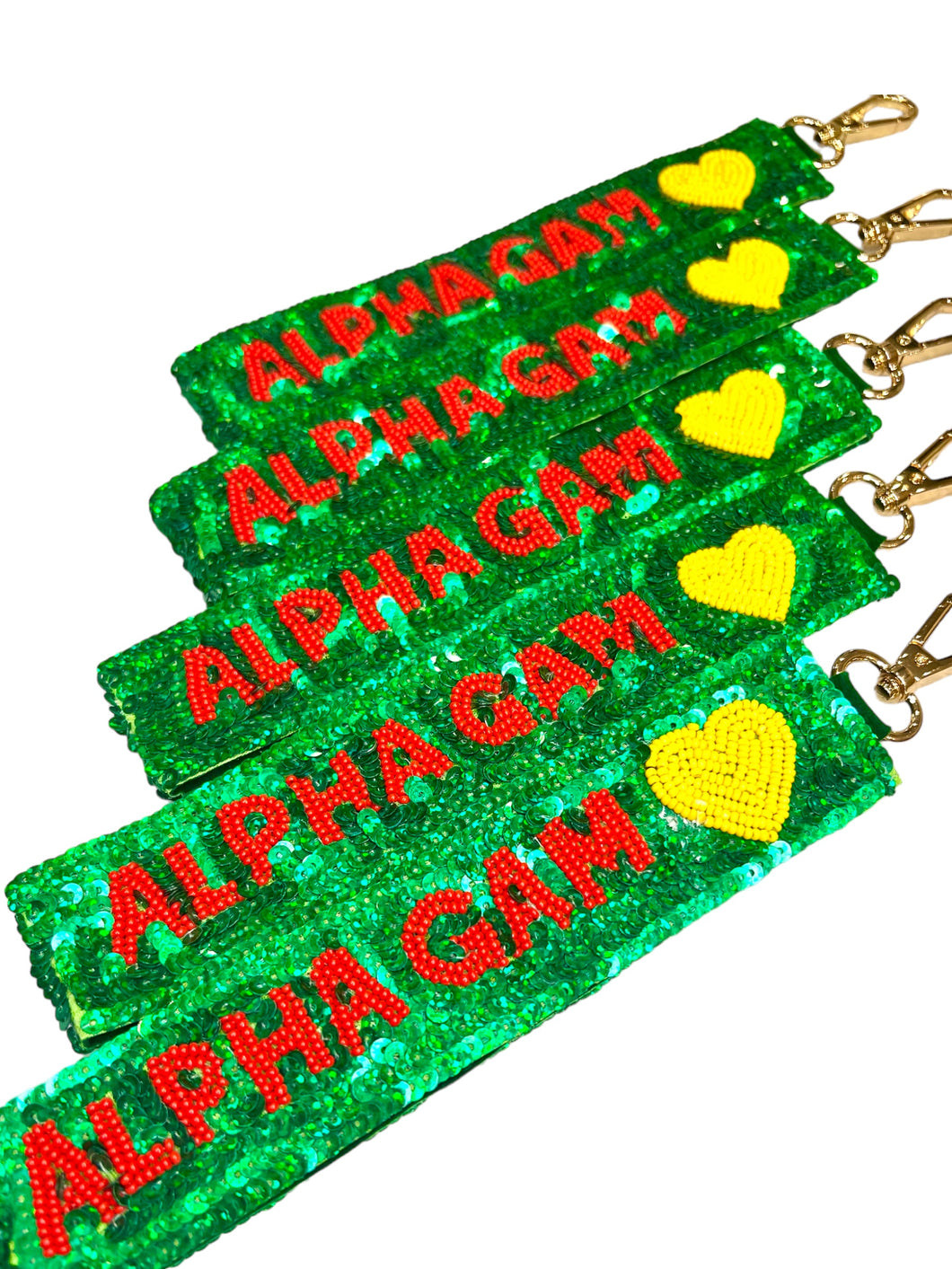 Alpha Gamma Delta Sequin Heart Wristlet