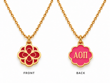 Load image into Gallery viewer, Alpha Omicron Pi Color Pop Infinity Rose Necklace
