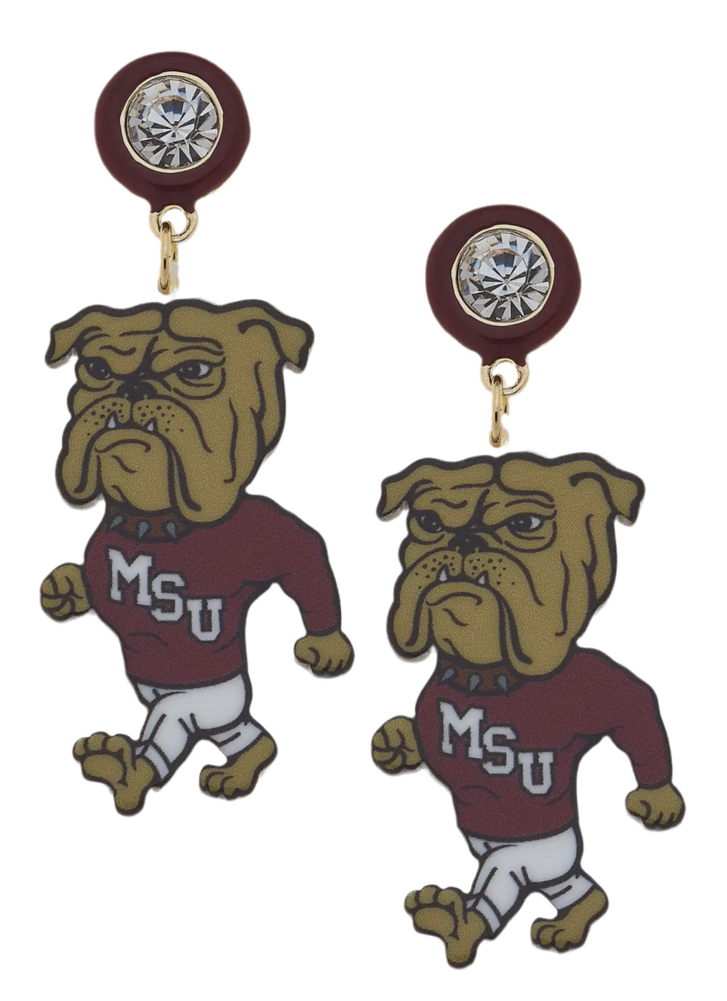 Mississippi State Resin Mascot Earrings