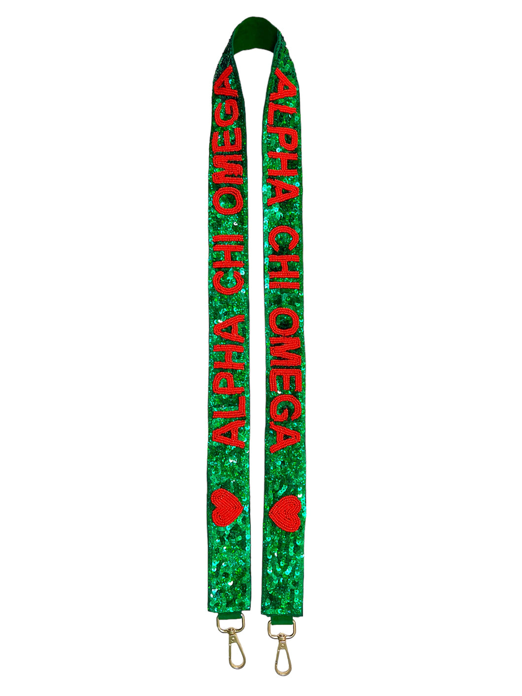 Alpha Chi Omega Sequin Heart Strap