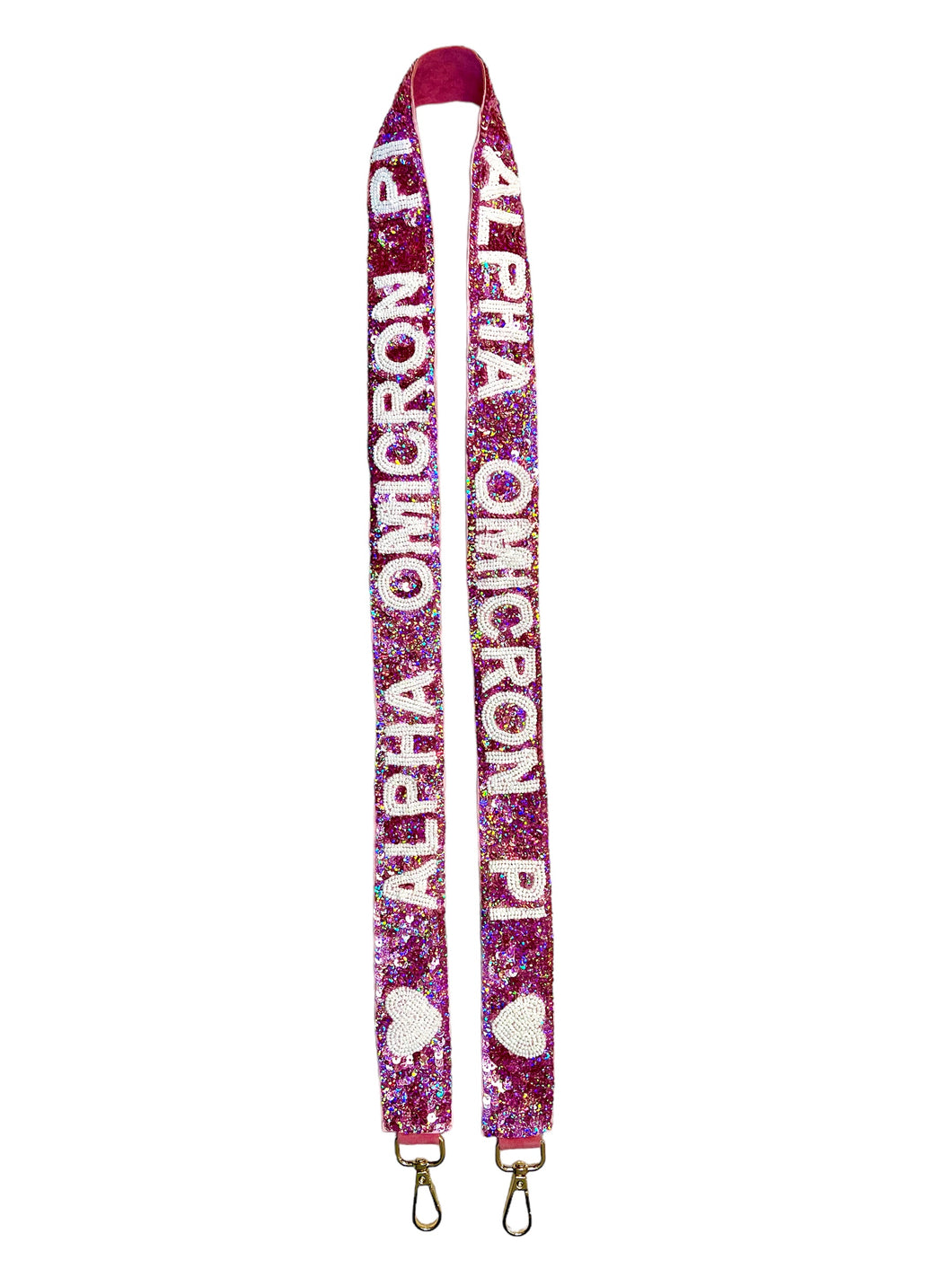 Alpha Omicron Pi Sequin Heart Strap- 2 colors!