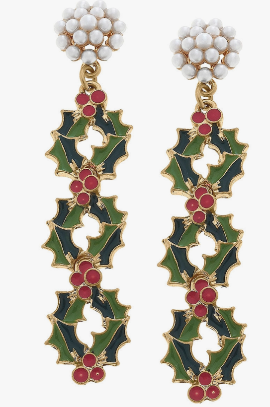 Stacked Holly Holiday Cluster Earrings