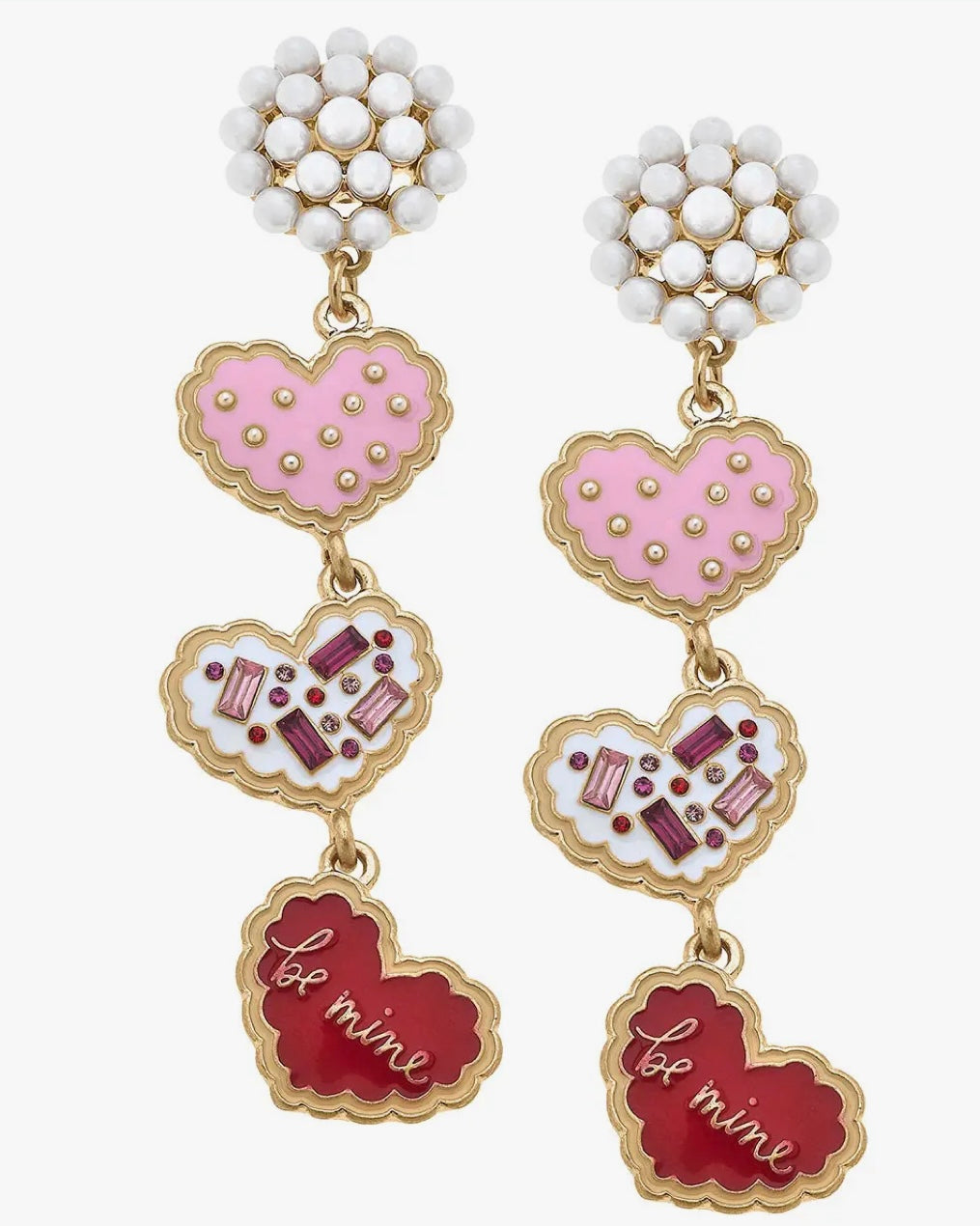 Valentine’s Enamel Heart Dangle Earrings