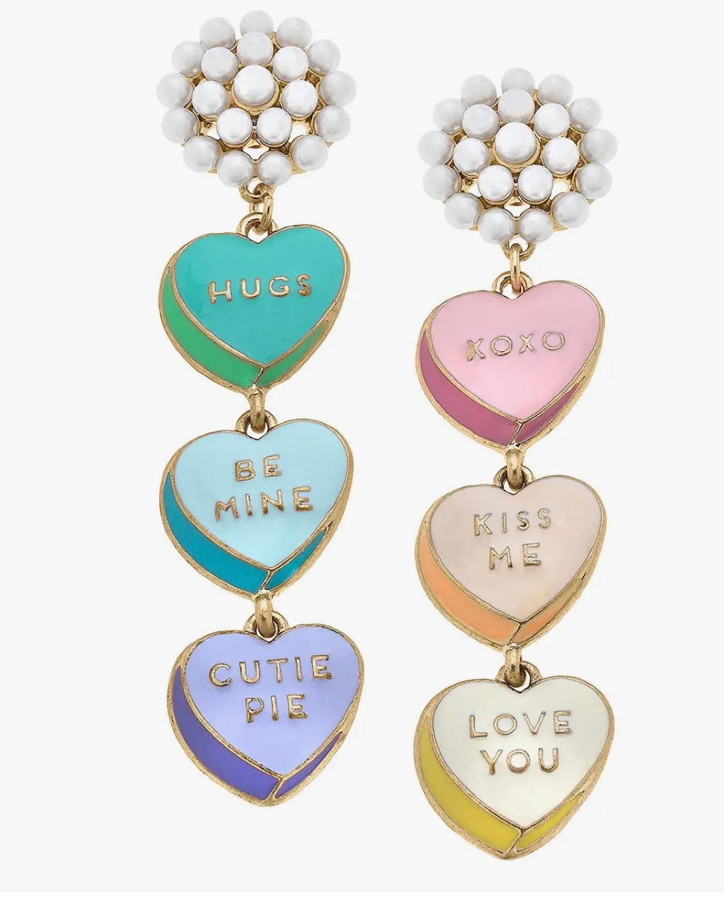 Valentine’s Enamel Candy Heart Dangle Earrings