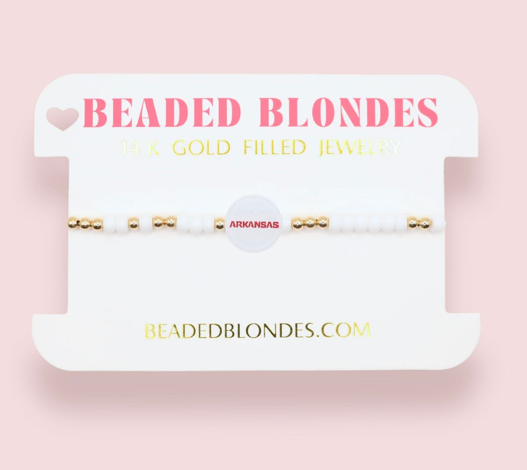 Beaded Blondes Reversible  Arkansas Razorbacks Bracelet