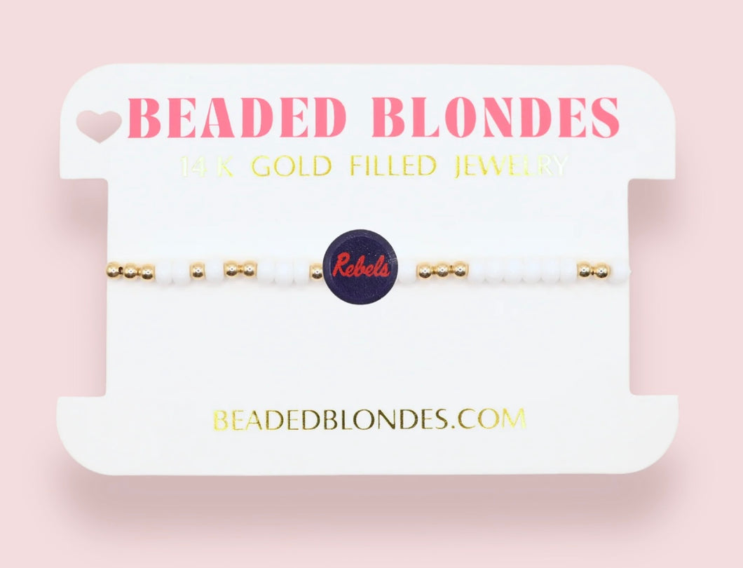 Beaded Blondes Reversible Ole Miss Rebels Bracelet
