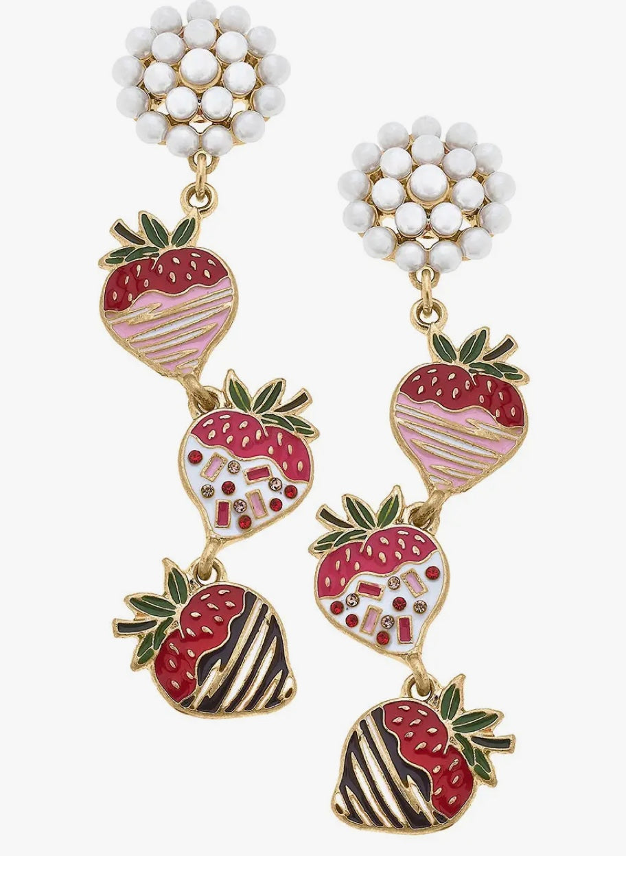 Valentine’s Chocolate Covered Strawberry Dangle Earrings