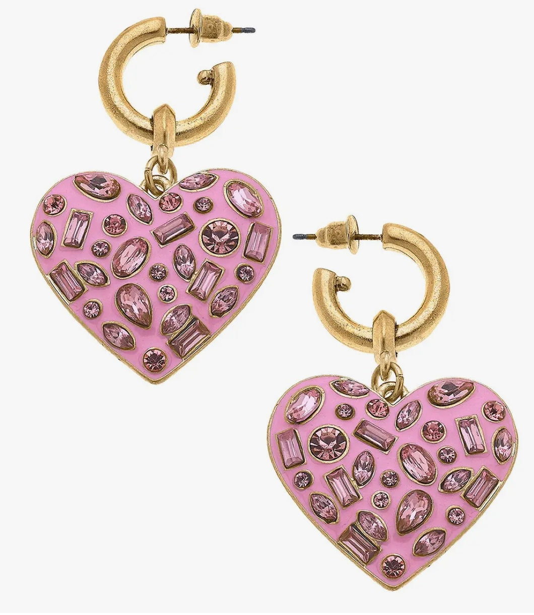Valentine’s Heart Huggie Dangle Earrings