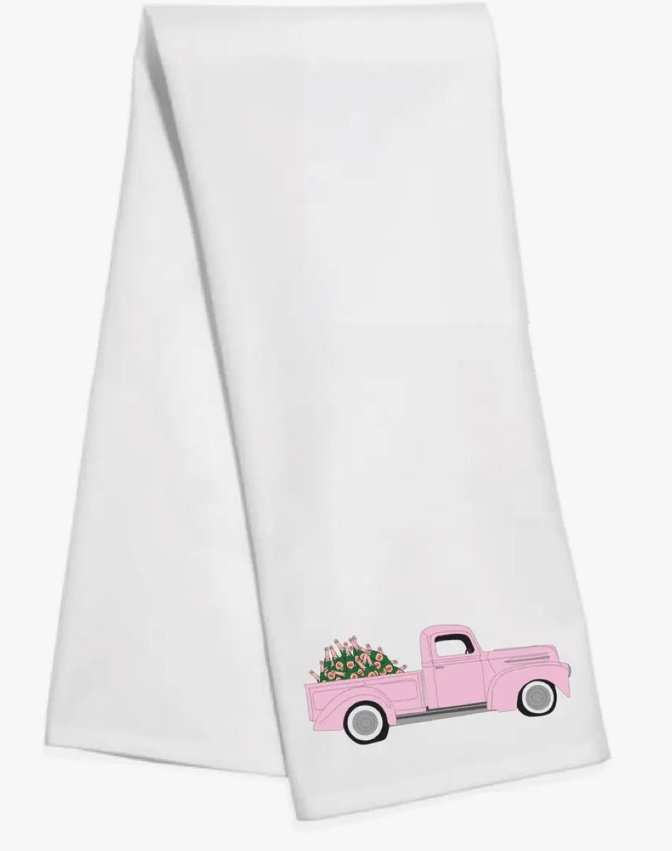 Pink Christmas Truck Tea Towel