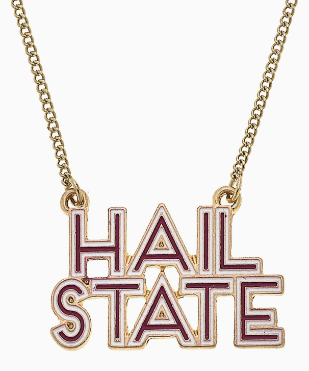 Hail State Drop Enamel Necklace