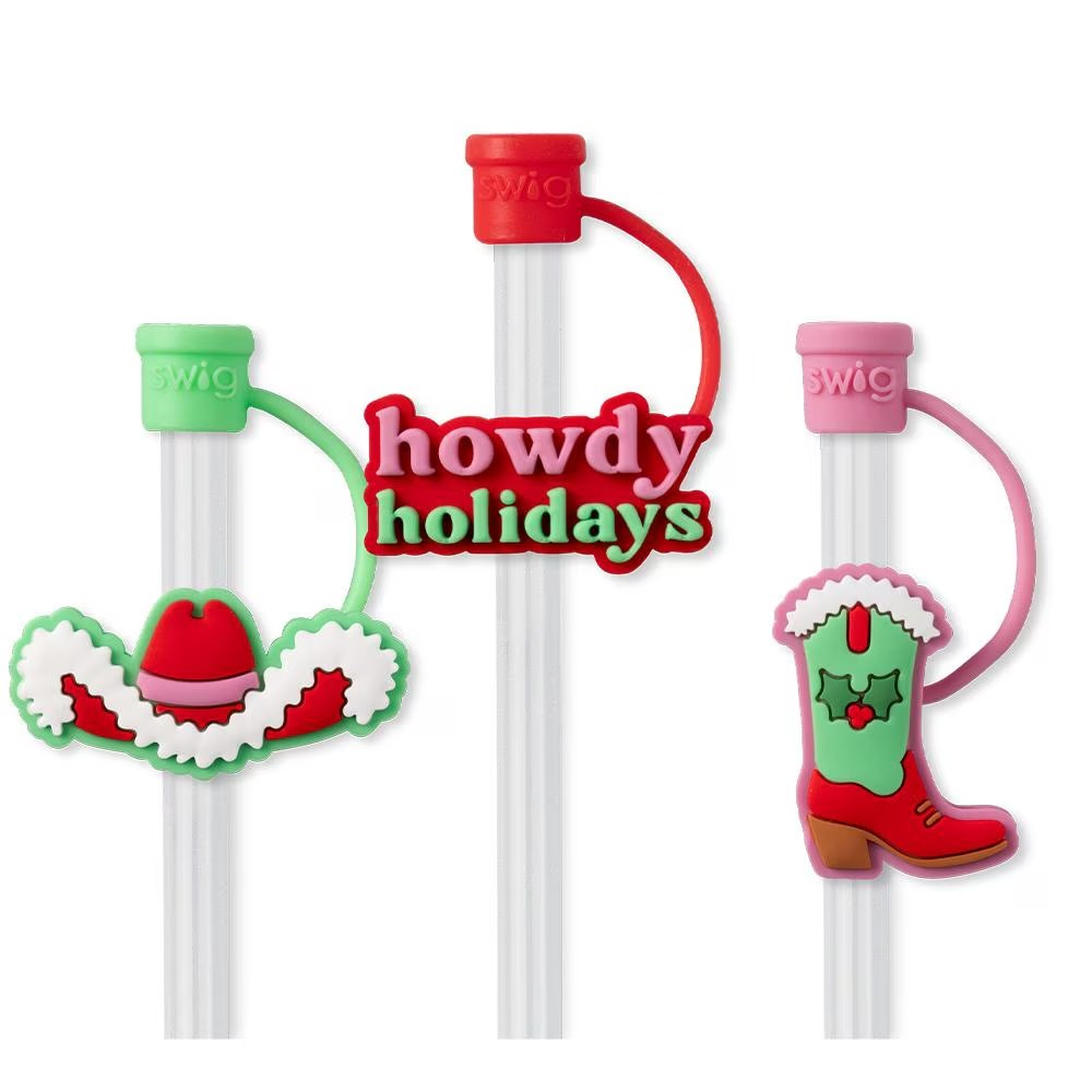 SWIG Holiday Cowgirl Straw Topper Set