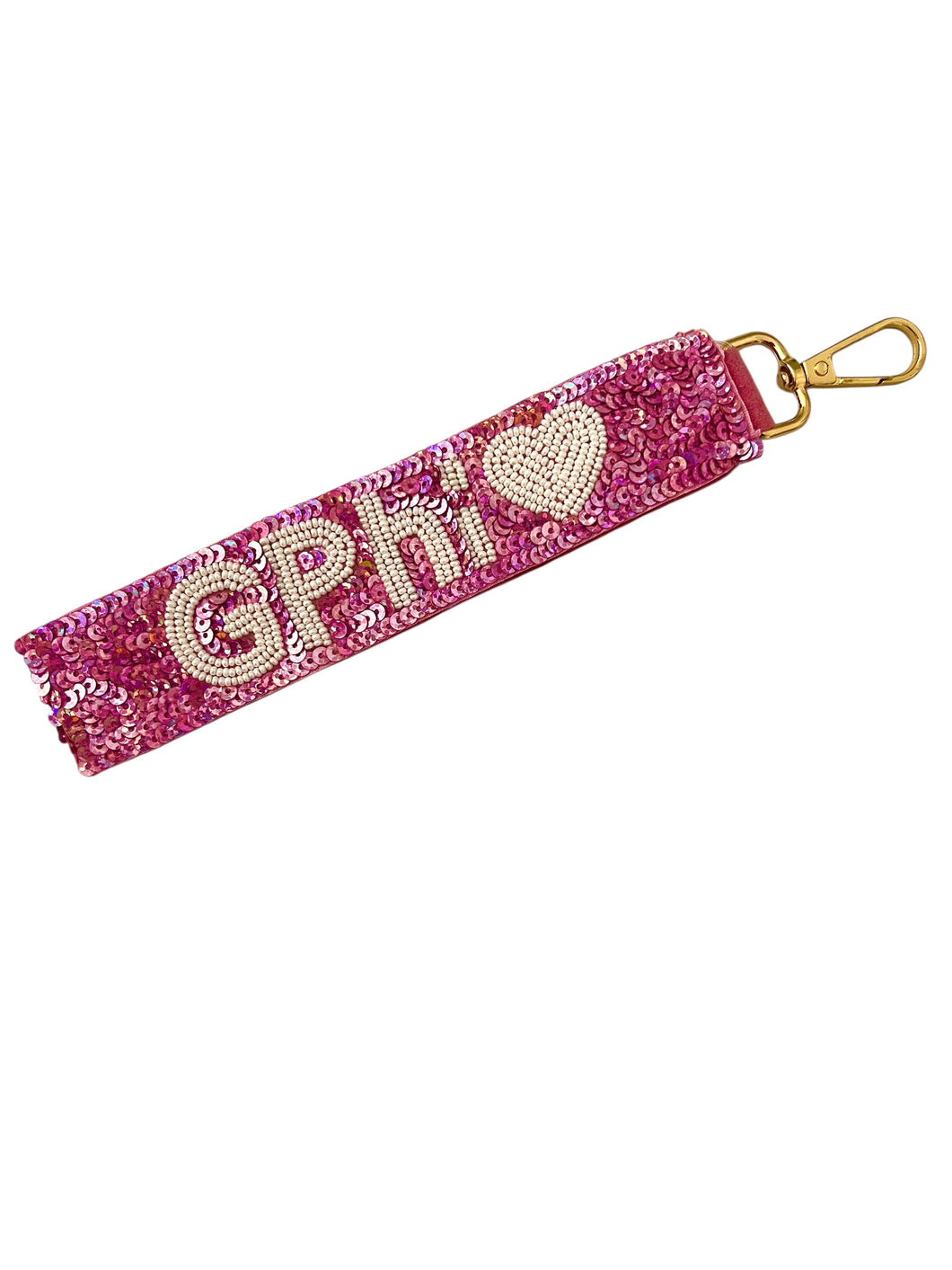 Gamma Phi Beta Sequin Heart Wristlet
