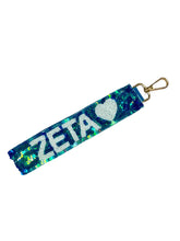 Load image into Gallery viewer, Zeta Tau Alpha Sequin Heart Wristlet
