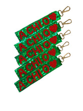 Load image into Gallery viewer, Alpha Chi Omega Sequin Heart Wristlet
