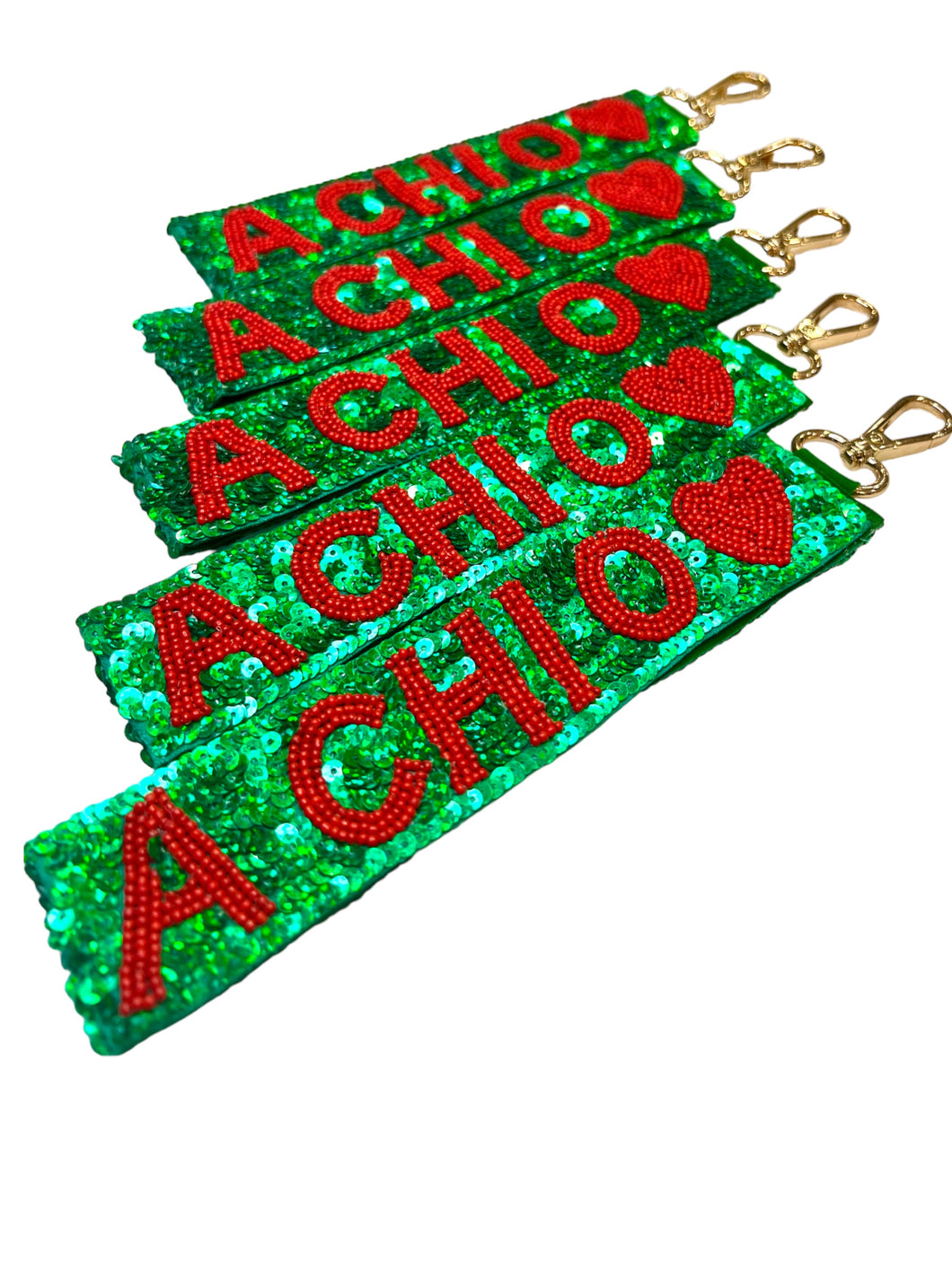 Alpha Chi Omega Sequin Heart Wristlet