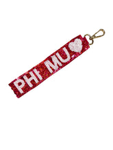 Load image into Gallery viewer, Phi Mu Sequin Heart Wristlet
