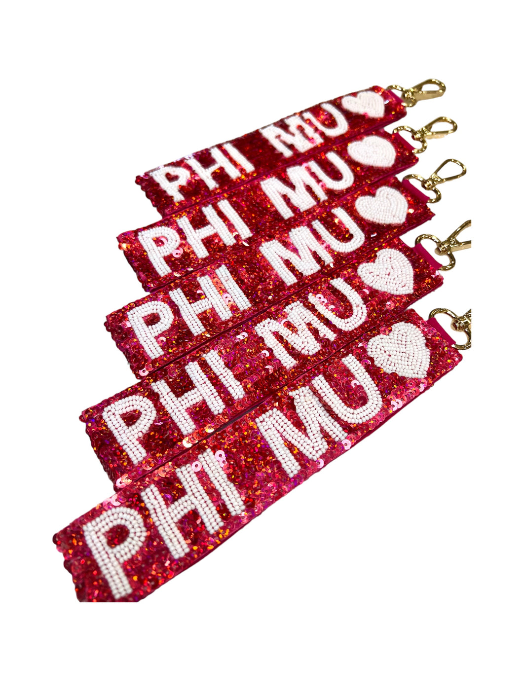 Phi Mu Sequin Heart Wristlet