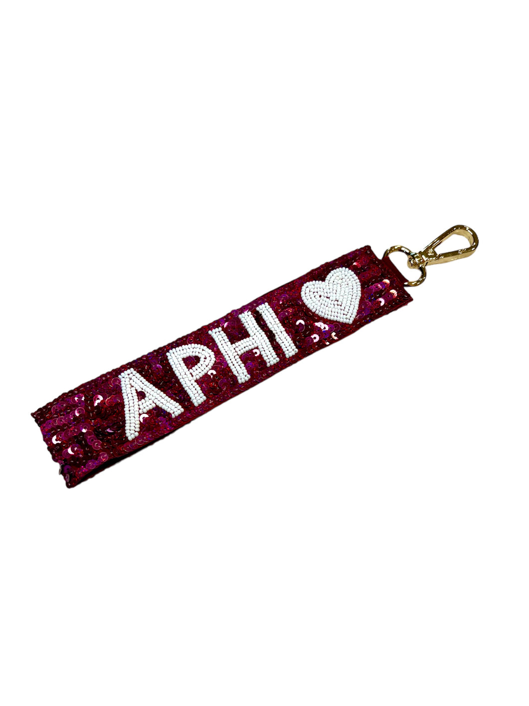 Alpha Phi Sequin Heart Wristlet