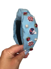 Load image into Gallery viewer, Light Blue Ole Miss Game Day Helmet Headband
