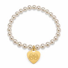 Load image into Gallery viewer, Mississippi State Heart Tag Stretch Bracelet

