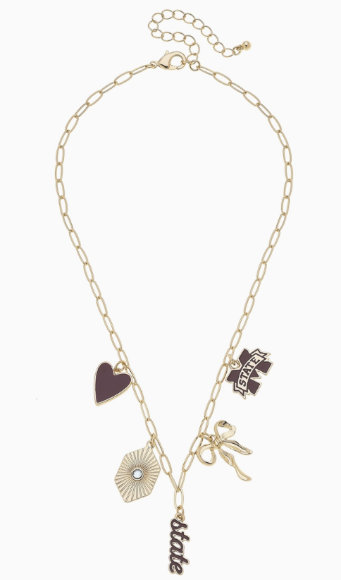 Mississippi State Paperclip Charm Necklace