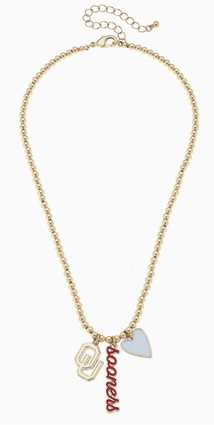 OU Shiny Ball Bead Charm Necklace