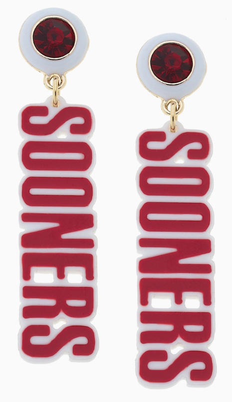 Oklahoma Sooners Crystal Drop Earrings