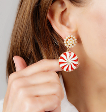 Load image into Gallery viewer, Christmas Peppermint Cluster Earrings
