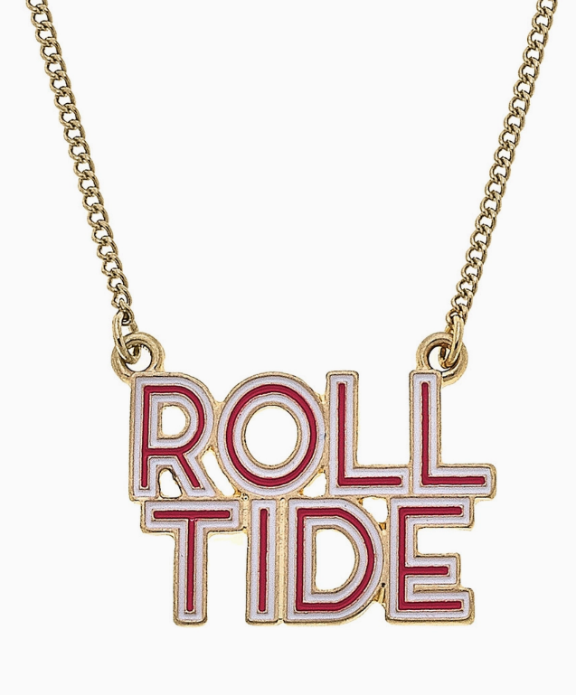 Roll Tide Drop Enamel Necklace