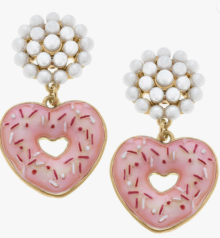 Donut Heart Holiday Cluster Earrings