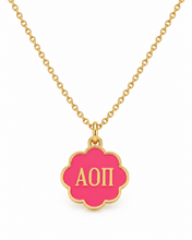 Load image into Gallery viewer, Alpha Omicron Pi Color Pop Infinity Rose Necklace
