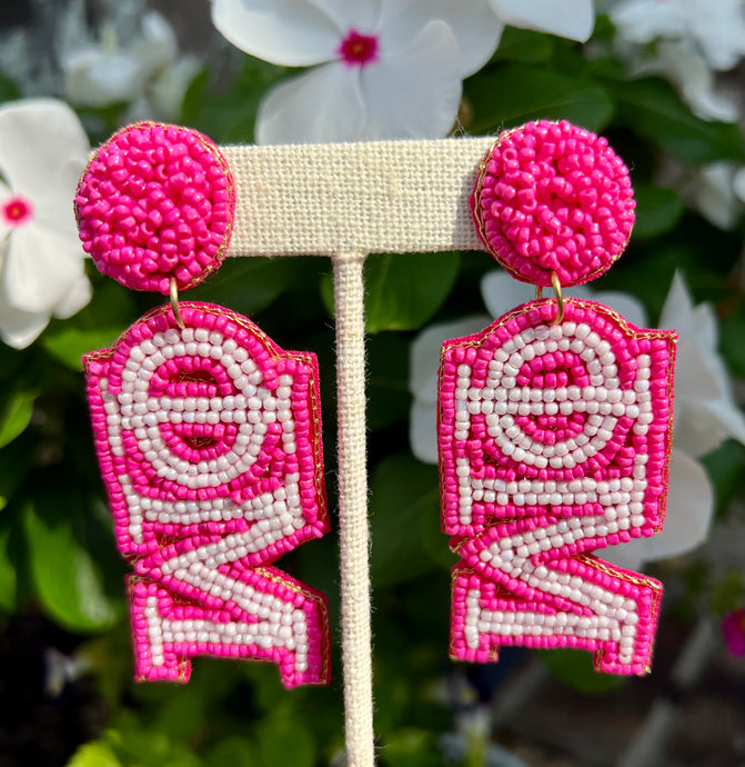 Phi Mu Seed Bead Earrings