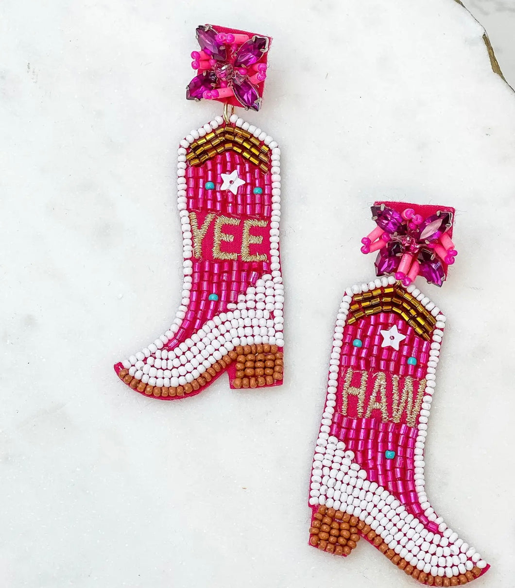 YeeHaw Pink Boot Earrings