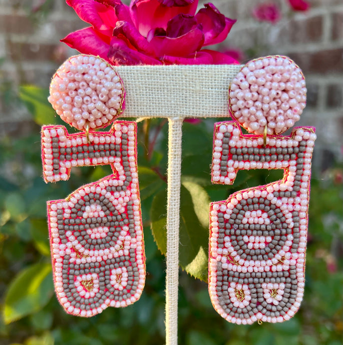Gamma Phi Beta Seed Bead Earrings